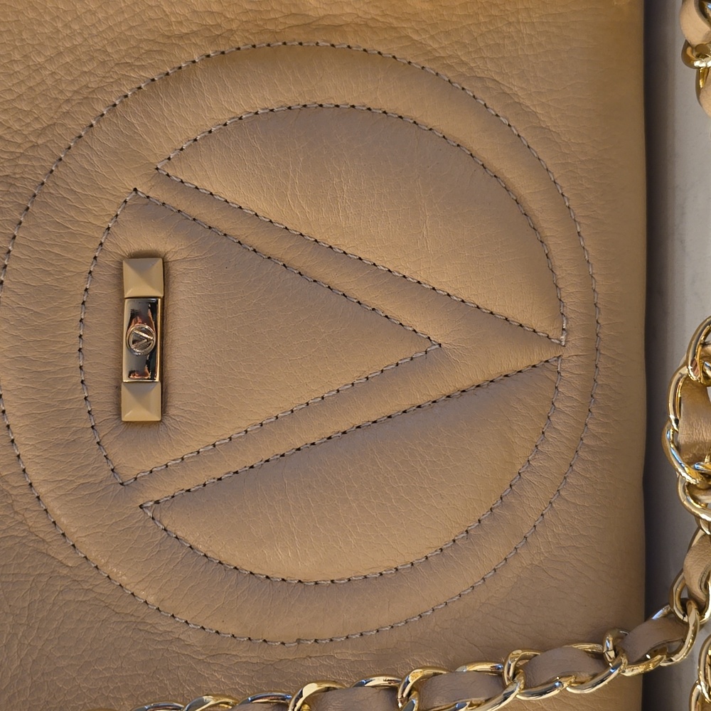 Mario Valentino Tan Leather Shoulder Bag